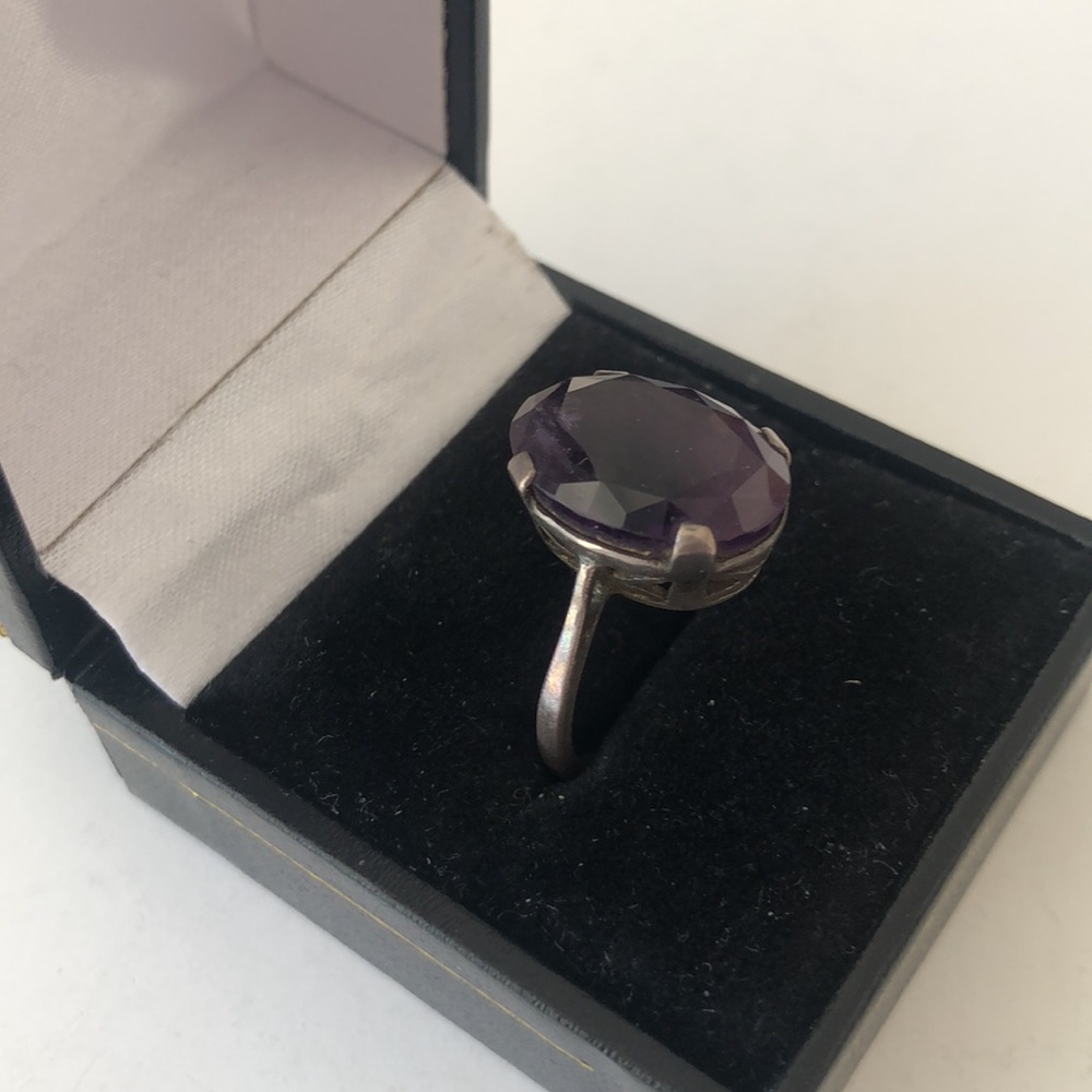 Vintage women ring size 6-3/4 purple stone T#1 - Picture 2 of 11
